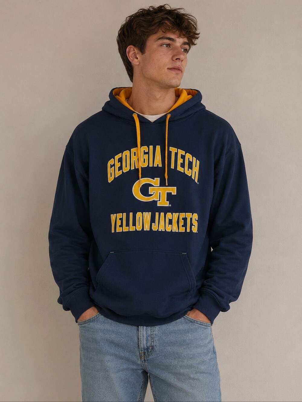 Georgia Tech Yellow Jackets Navy & Gold Hoodie Size XXL